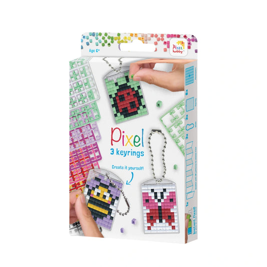 Pixel classic sleutelhangers set van 3 - insecten