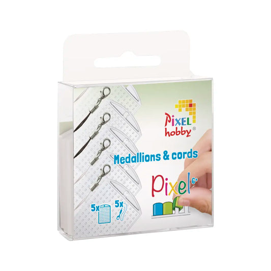 Pixelhobby set van 5 medallions & cords transparant