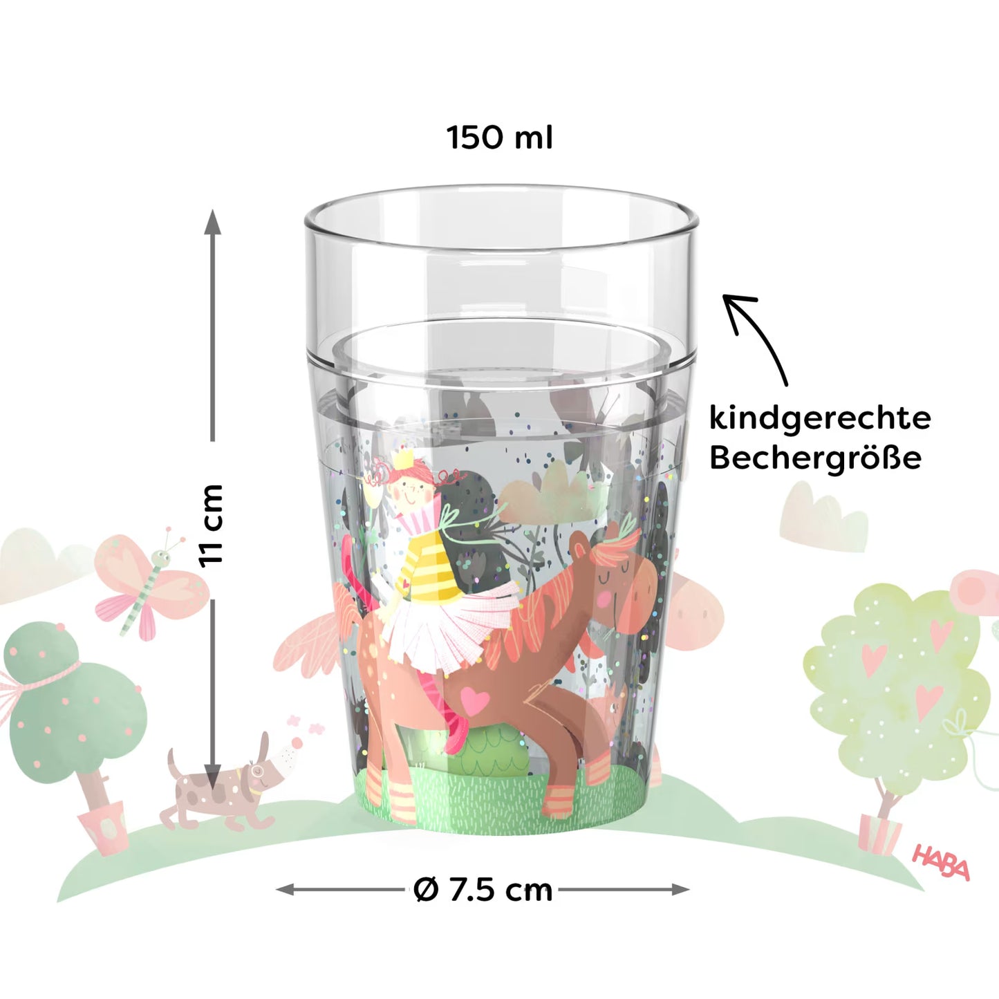 Glitterbeker prinses & paard