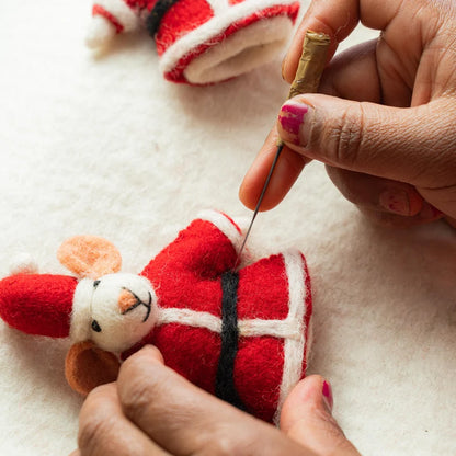 Vingerpopje muis kerstmuis