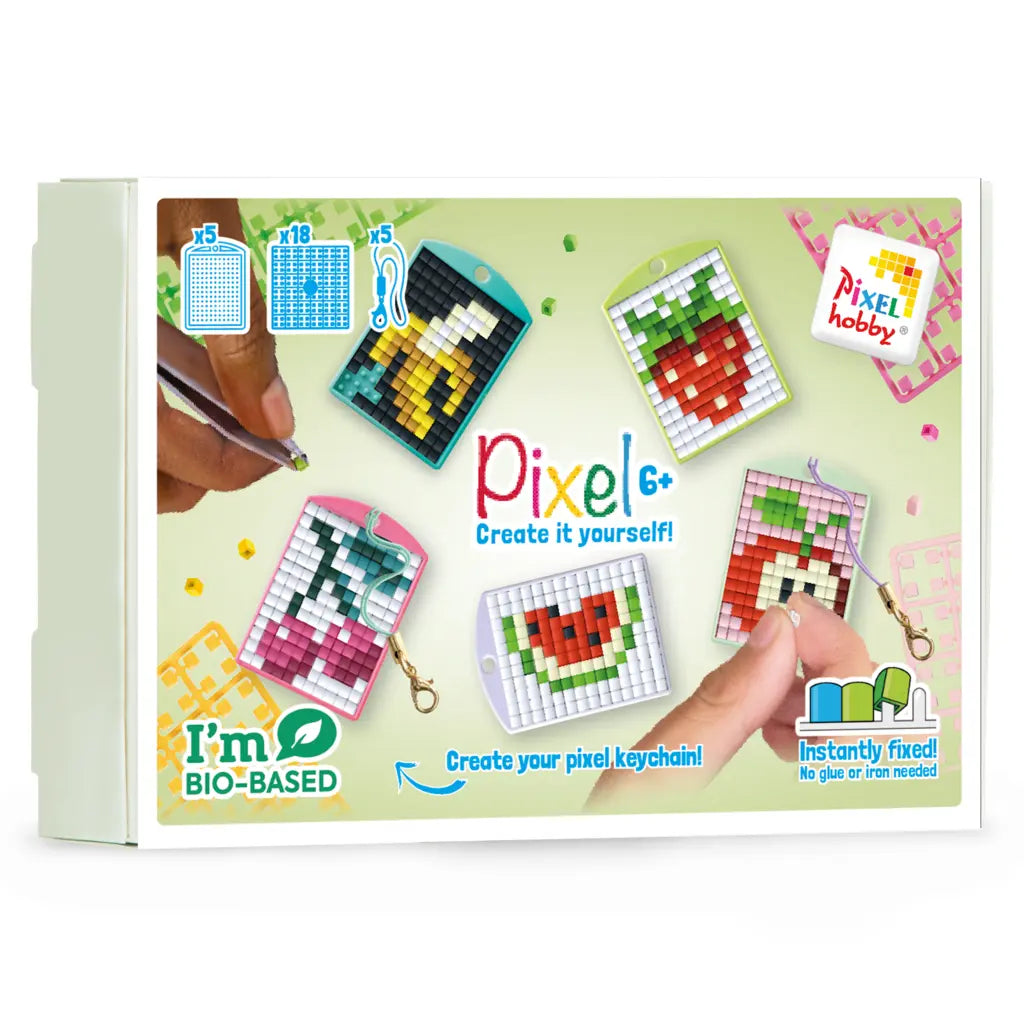 Pixel classic sleutelhangerset van 5 - fruit