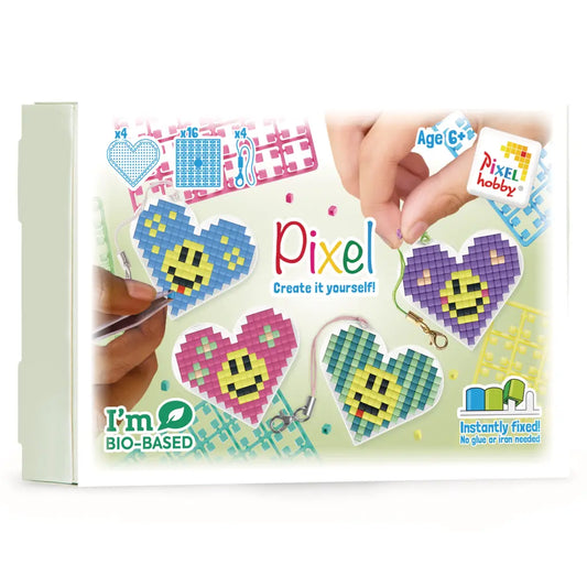 Pixel classic hartjes sleutelhangerset van 4 smileys