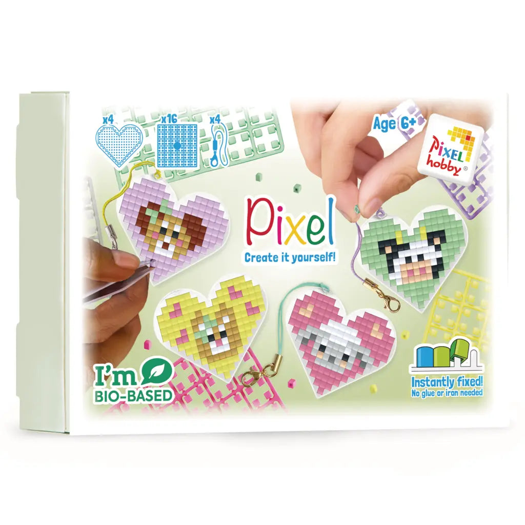 Pixel classic hartjes sleutelhangerset van 4 dieren