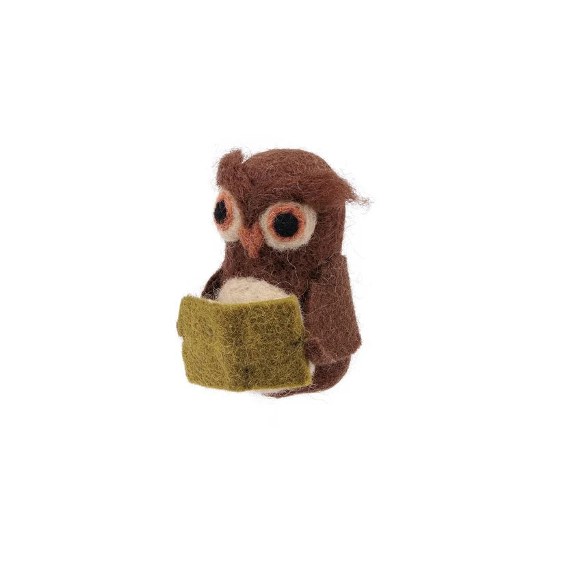 Vingerpopje uil met boek
