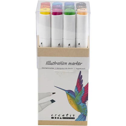Tekenstift 2 diktes standaardkleuren 12 stuks