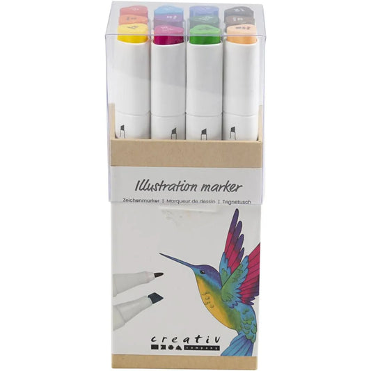 Tekenstift 2 diktes standaardkleuren 12 stuks