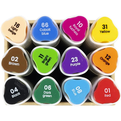 Tekenstift 2 diktes standaardkleuren 12 stuks