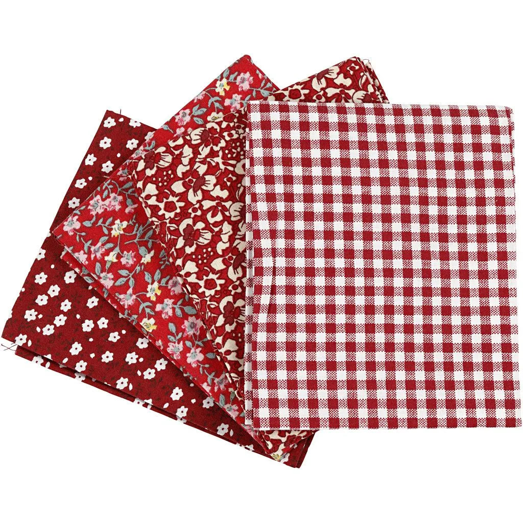 Patchwork stofset rood