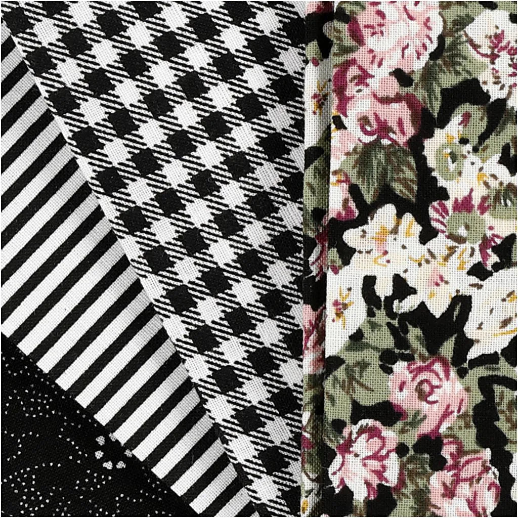 Patchwork stofset zwart