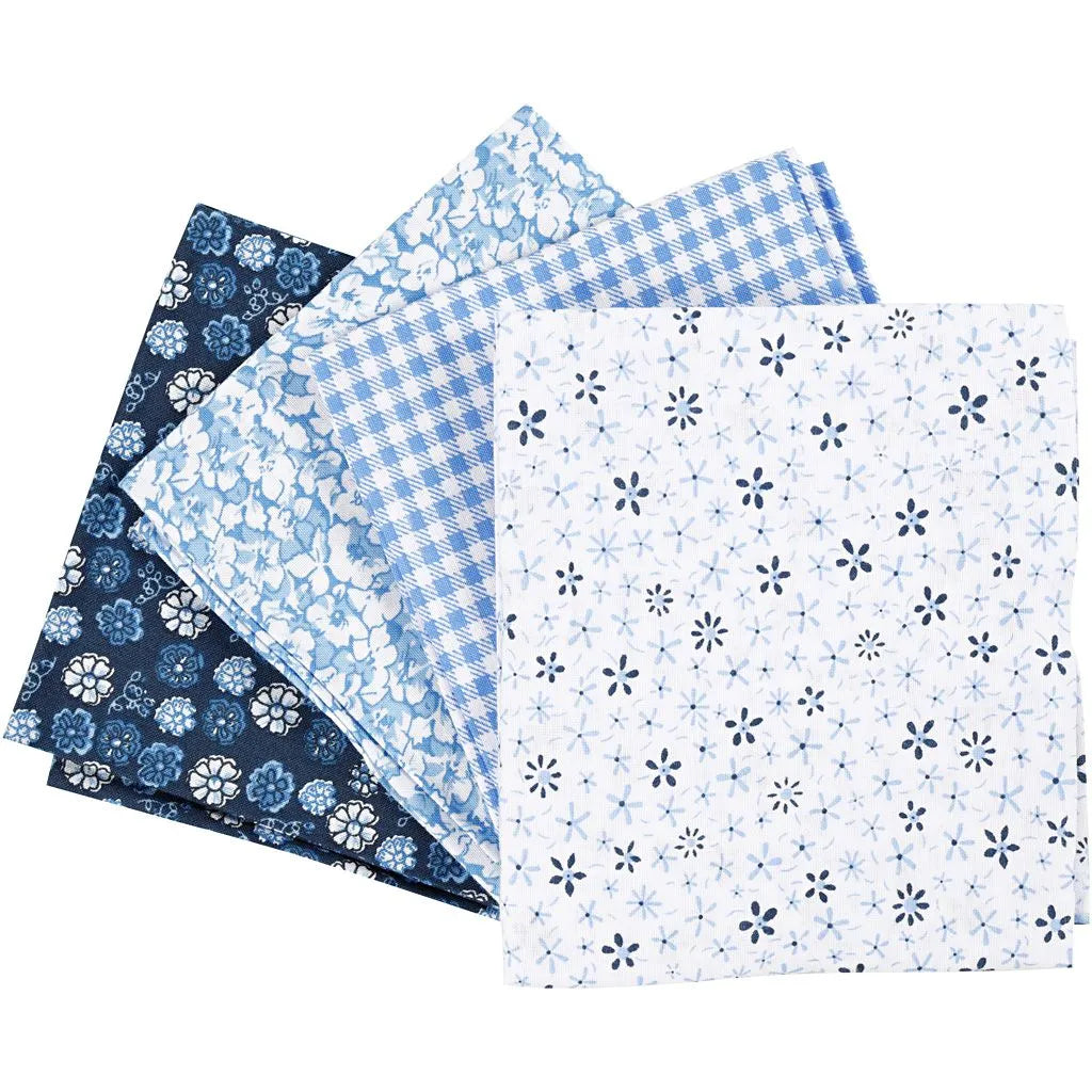Patchwork stofset blauw