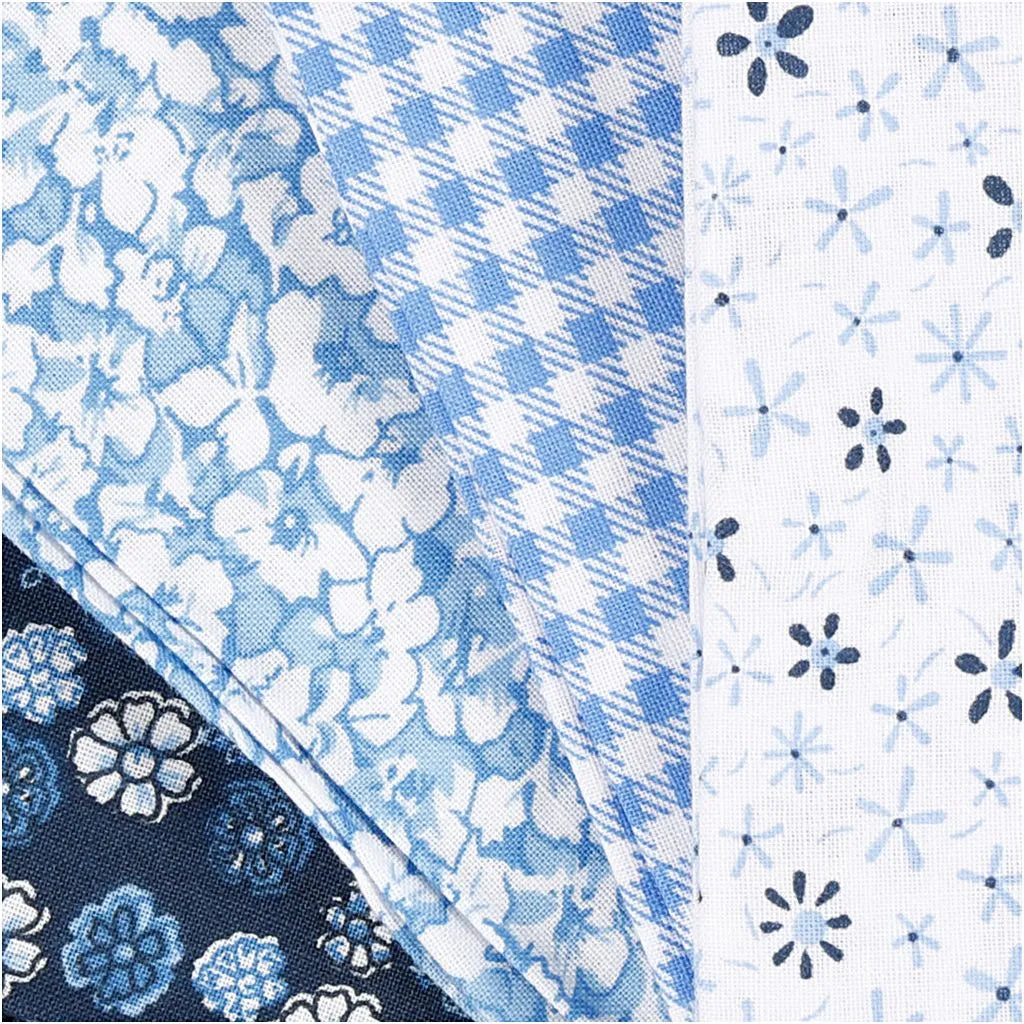 Patchwork stofset blauw