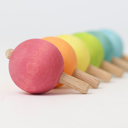 Grimm's spinning tops pastel 6 stuks