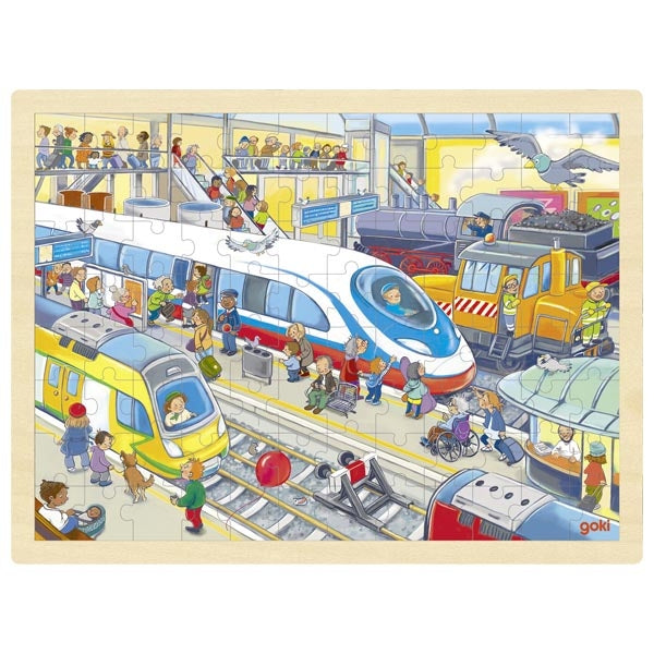 Goki puzzel treinstation 96 stukjes