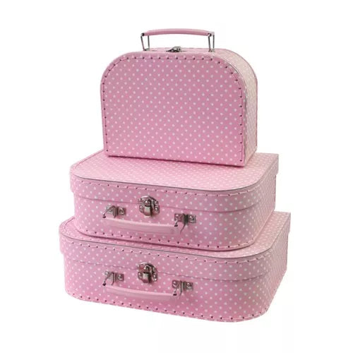 Koffer roze met witte stippen