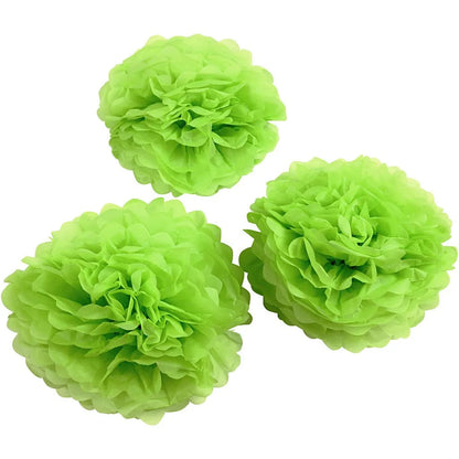 Pompon van papier 3 stuks lime groen