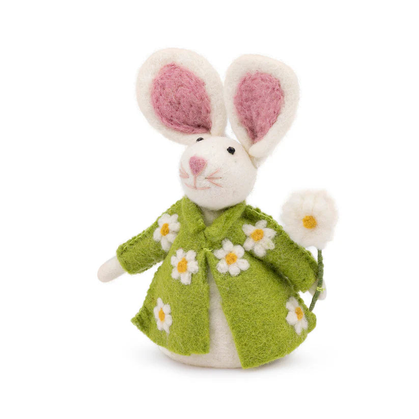 Decoratie haas groen met margrietjes