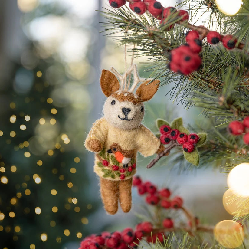 Hanger hert English christmas beige