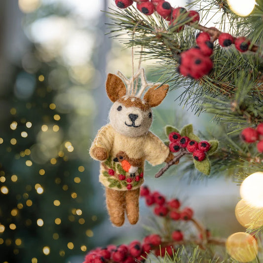 Hanger hert English christmas beige