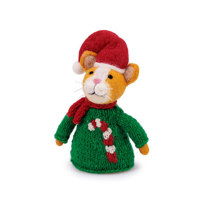 Decoratie kat kersttrui candystick