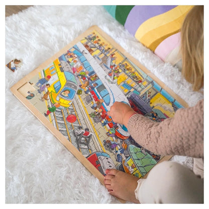 Goki puzzel treinstation 96 stukjes