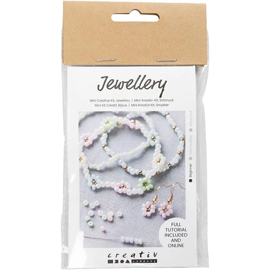 Mini hobbyset sieraden elastische armband en oorbel pastel