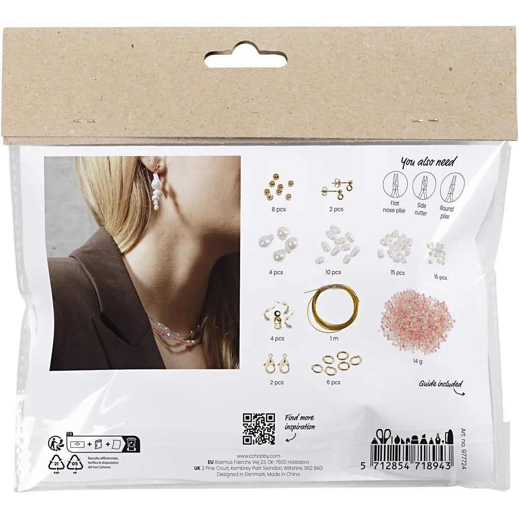 Mini hobbyset sieraden halsketting en oorbellen glans