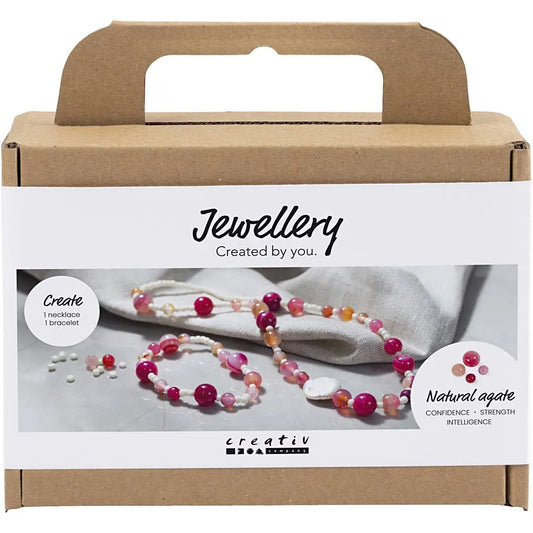 Mini hobbyset sieraden halsketting en armband roze