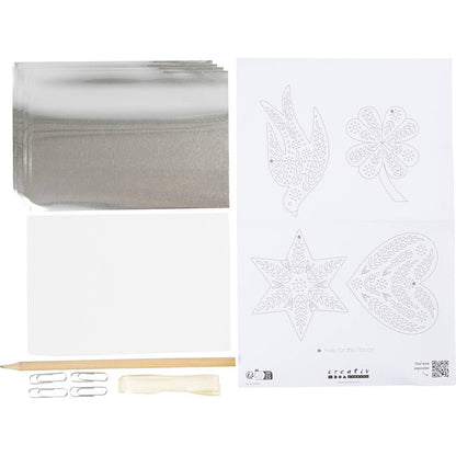 Mini hobbyset kerstdecoratie silver metal