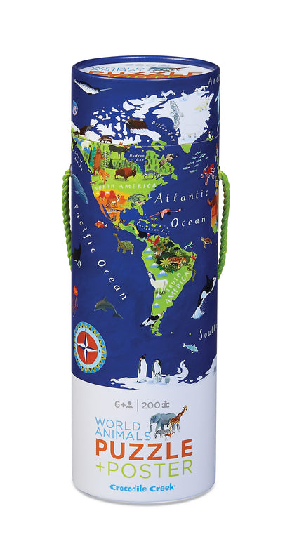 Puzzel met poster dieren van de wereld