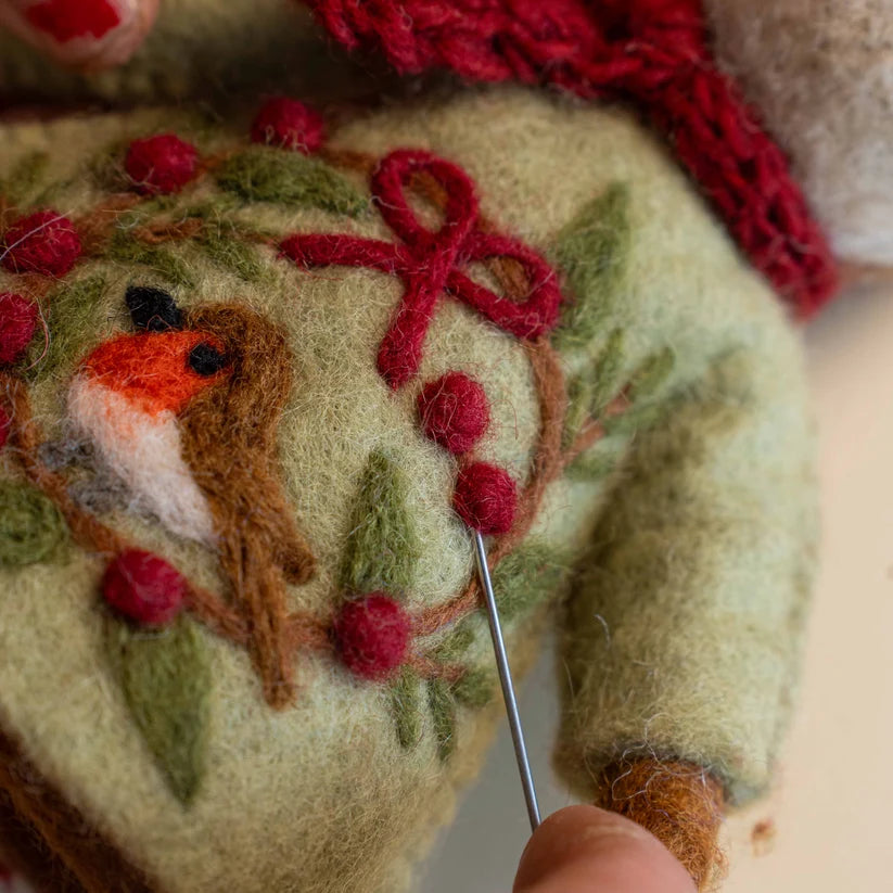 Decoratie hert English christmas roodborstje