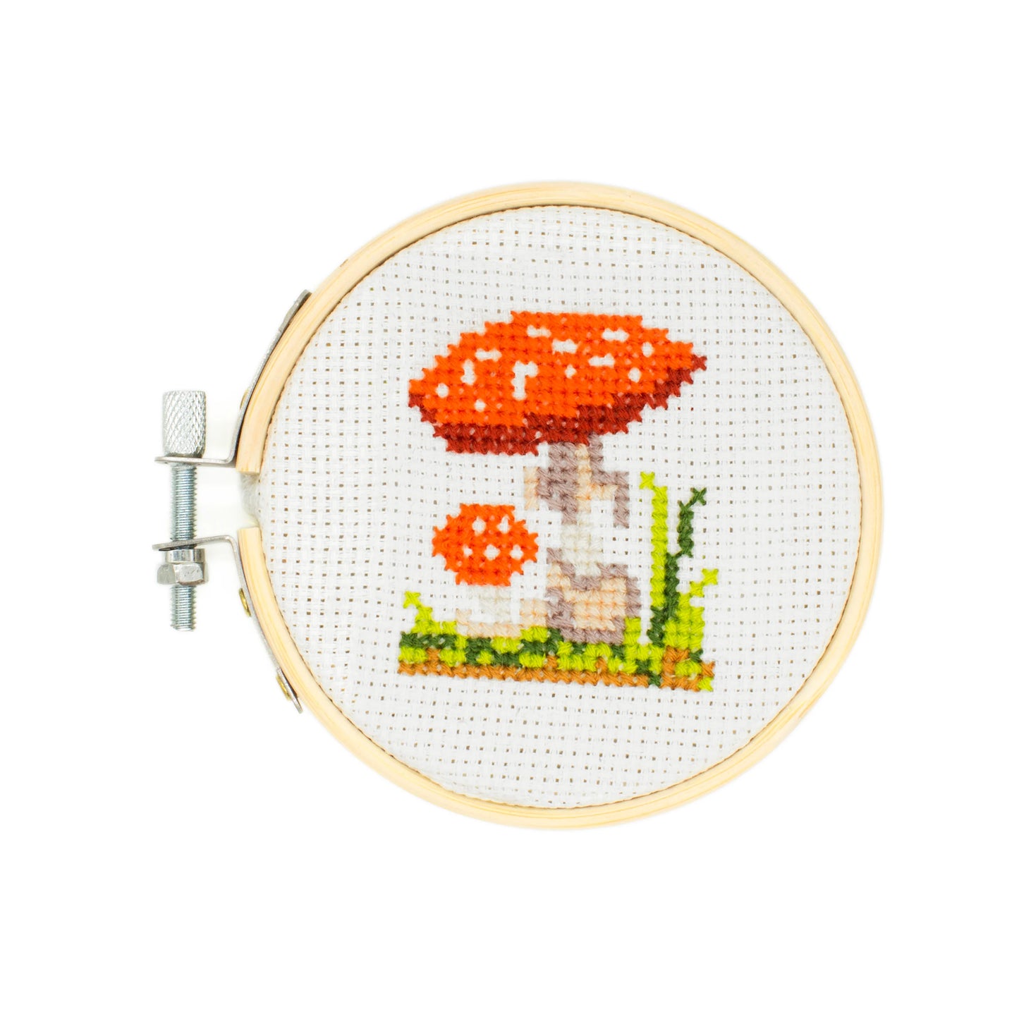 Mini cross stitch embroidery kit mushroom