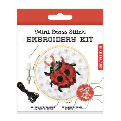Mini cross stitch embroidery kit ladybug
