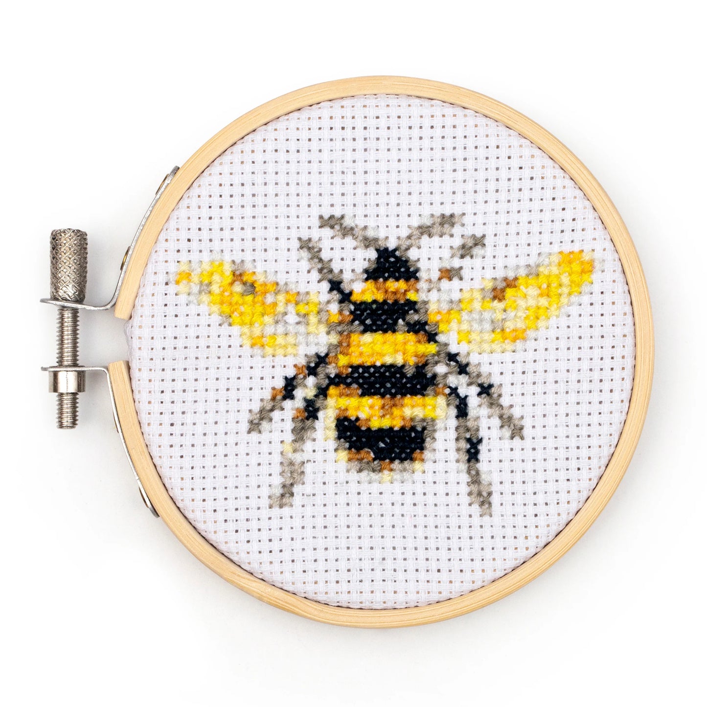 Mini cross stitch embroidery kit bee