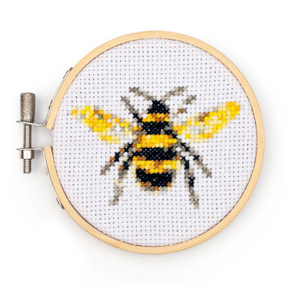 Mini cross stitch embroidery kit bee