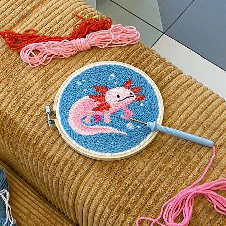 Punch needle axolotl