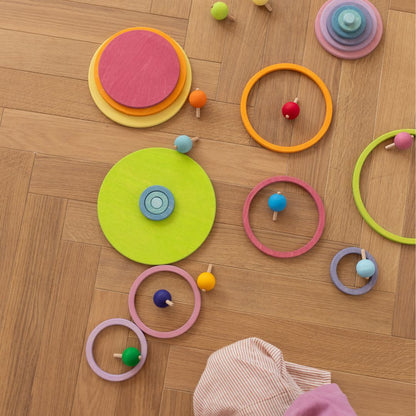 Grimm's spinning tops pastel 6 stuks