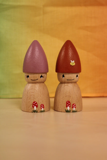 Pegdoll set van 2 paddenstoelkabouters
