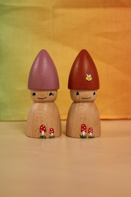 Pegdoll set van 2 paddenstoelkabouters