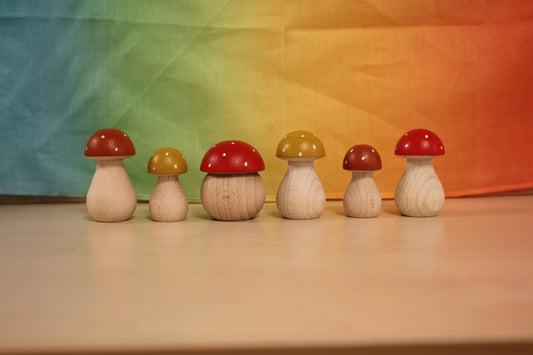 Pegdoll set van 6 paddenstoelen