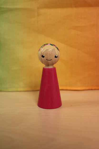 Pegdoll bloemenkindje roze met blonde haren
