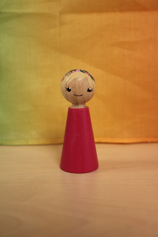 Pegdoll bloemenkindje roze met blonde haren