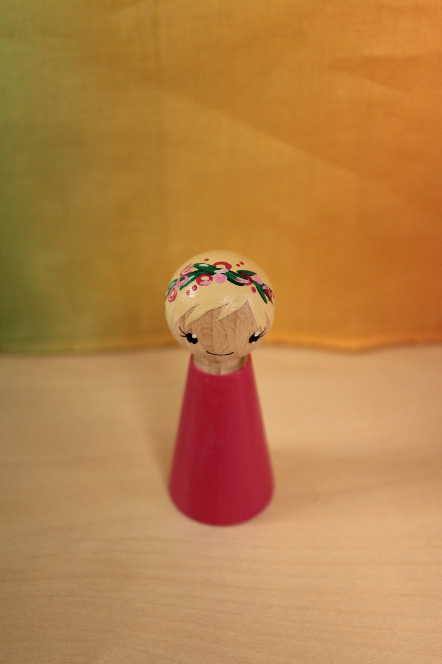 Pegdoll bloemenkindje roze met blonde haren