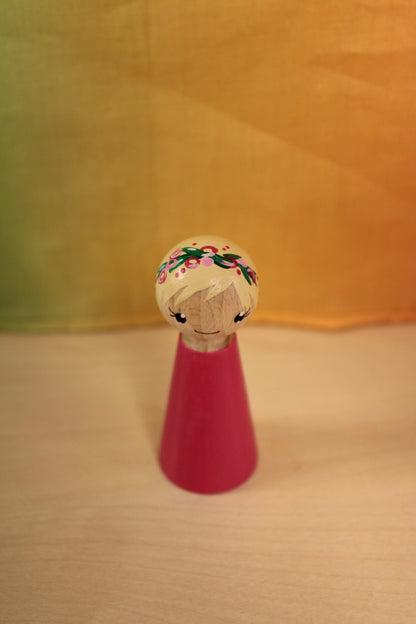 Pegdoll bloemenkindje roze met blonde haren