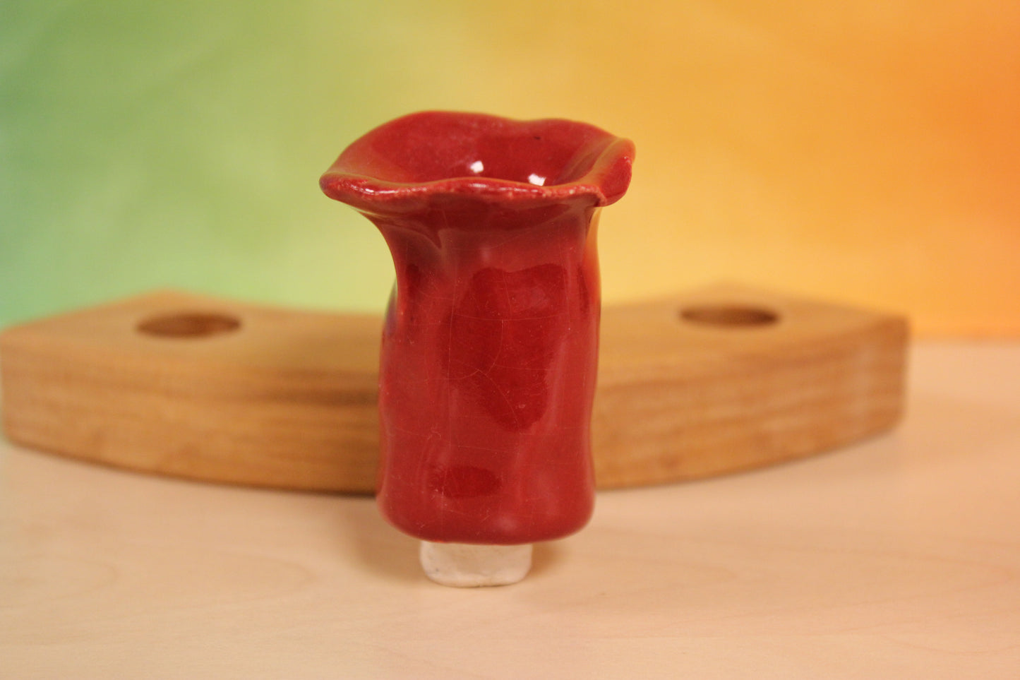Keramiek steker vaasje rood