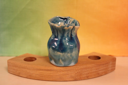 Keramiek steker vaasje blauw