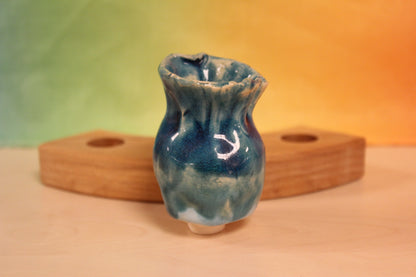 Keramiek steker vaasje blauw