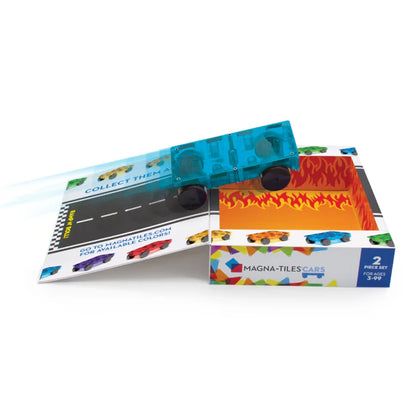 Magna-tiles cars 2 stuks uitbreidingsset blauw en geel