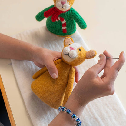 Decoratie kat kersttrui candystick
