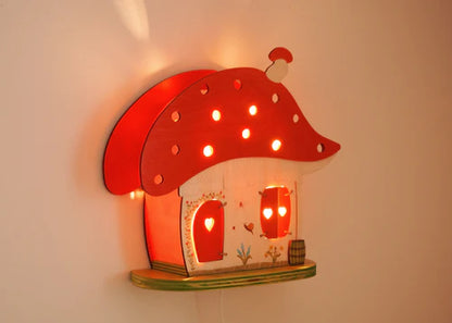 De Noest houten paddenstoellampje