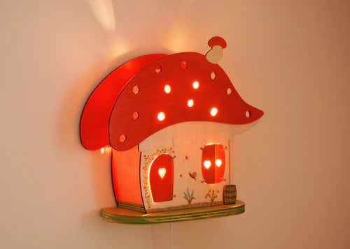 De Noest houten paddenstoellampje